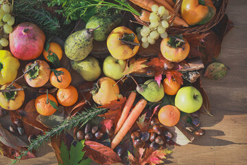 autumn still life with fruits and vegetables