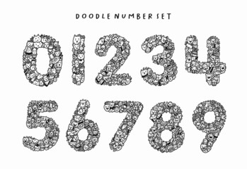 Cute doodle number hand drawn set