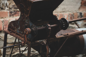 old manual mechanism for pressing grapes