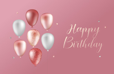 Elegant Greeting celebration realistic balloons.
Happy birthday card.