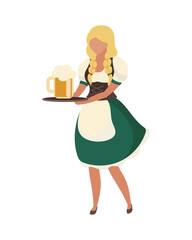 Barmaid wearing authentic outfit semi flat color vector character. Full body person on white. German beer festival isolated modern cartoon style illustration for graphic design and animation