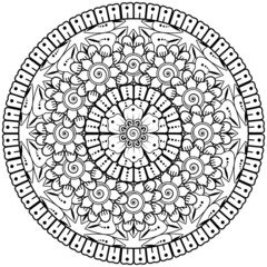 mehndi flower decorative ornament in ethnic oriental style, doodle ornament, outline hand draw.