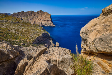 Beautiful landscape with a sea shore on the island of Palma De Mallorca.