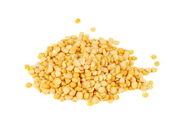 Pile of split peas isolated on white background.