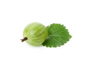 Ripe green gooseberry isolated on white background