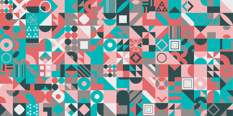 Simple banner of decorative patterns colored geometric composition flat style