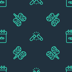 Set line Broken cigarette, Disease lungs and No smoking days on seamless pattern. Vector