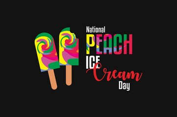 National Peach Ice Cream Day. Holiday concept. Template for background, banner, card, poster with text inscription. Vector EPS10 illustration