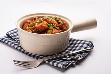 Chilli water chestnut, crispy Indo chinese starter or snacks made using singada