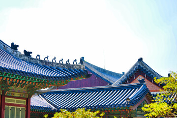 You can check the roof tiles and traditional Korean architecture st