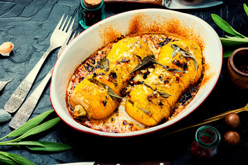 Baked pumpkin with spice herbs