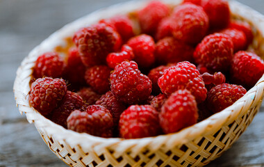 raspberries in a bowl