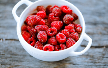 raspberries in a bowl
