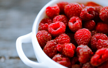 raspberries in a bowl