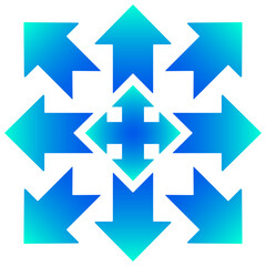 Arrows icon set. Blue and green UI arrow buttons for web and app design. Motion and direction symbols. Vector illustration.