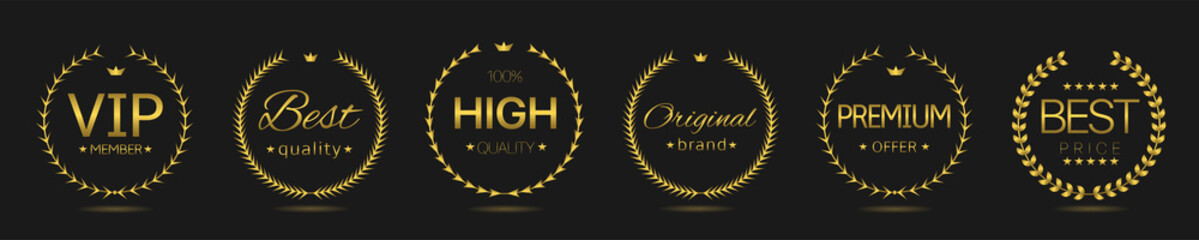 High quality Golden laurel wreath label set