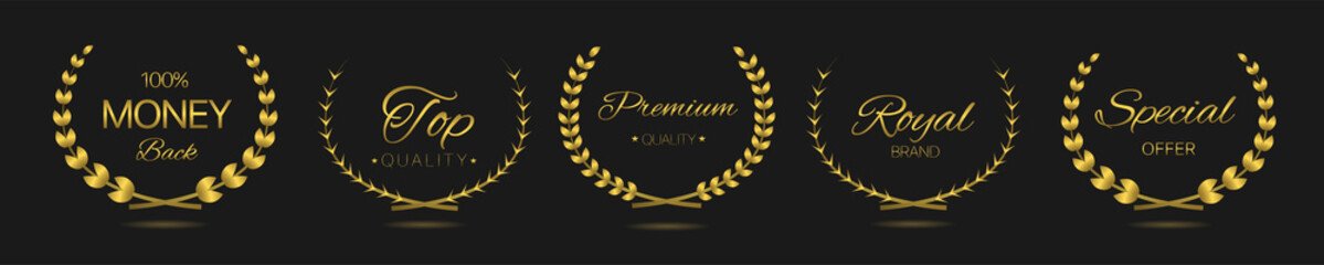 Premium quality Golden laurel wreath label set