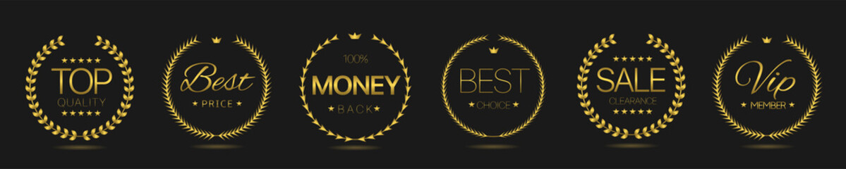 Top quality Golden laurel wreath label set