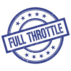 FULL THROTTLE text written on blue vintage round stamp.