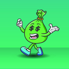 money bag mascot logo design illustration 