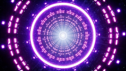 Multiple Neon Pink Light in the Sci Fi Tunnel 3D Rendering