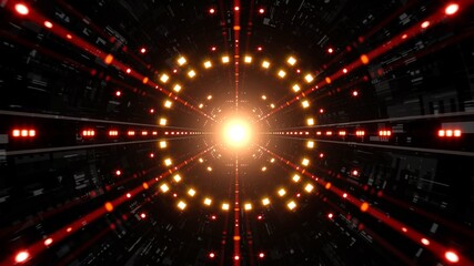Space Red Light Mechanical Tunnel Background