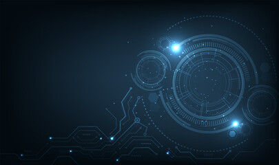 Dark blue Circle Light Abstract technology background.Graphic website internet.Futuristic digital innovation background vector illustration.