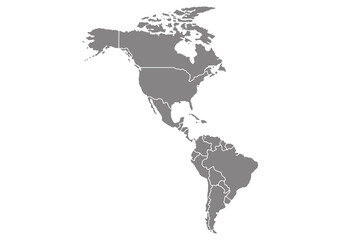 Map of North America, isolated on white background. Vector EPS10