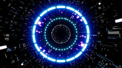 Neon Circle Light Ring Lamp Sci Fi Pattern Background