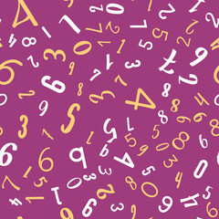 Different numbers, education, school concept. Seamless vector EPS 10 pattern. Flat style