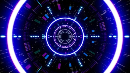 Move into the Neon Light Futuristic Cyber Tunnel Background