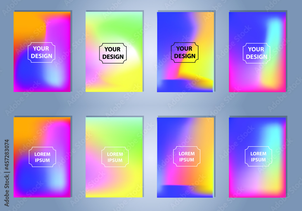 Poster set of abstract gradient banners. minimal style color background. template for wallpaper, mobile app