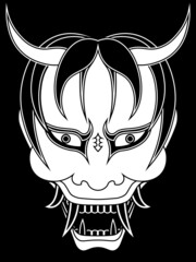 japanese kabuki hannya mask, sad and angry oni ghost