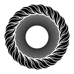 tattoo design with abstract sun in twirled waves frame