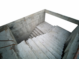 top view of concrete stair on white bakground,