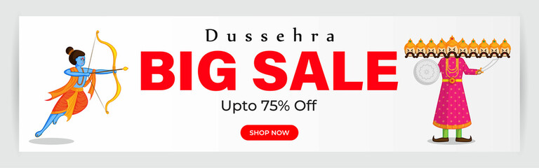 Vector illustration of Dussehra Big Sale banner, up to 50% off, Indian festival offer
