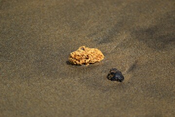 A beautiful rock on the sand in a beach of Lanzarote