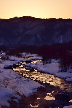 雪景色 夜明けの白馬村 © sada
