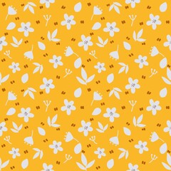 Plain floral drawing.Nature ornament for textile, fabric, wallpaper, surface design.
