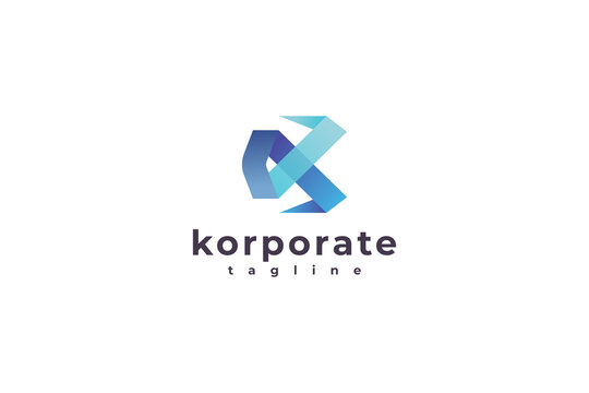 Letter k creative 3d blue colour modern business logo