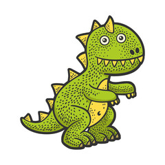 soft toy dinosaur sketch raster illustration