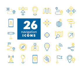 Fototapeta premium Maps, location, navigation vector flat icons set