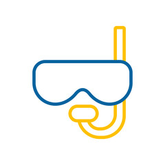 Diving mask with snorkel flat vector icon