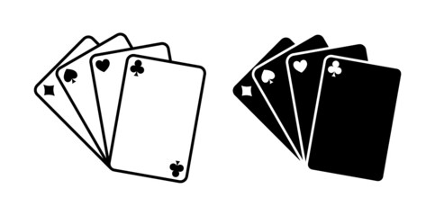 Vector set of icons for playing cards. Vector illustration symbols isolated on white background. 
