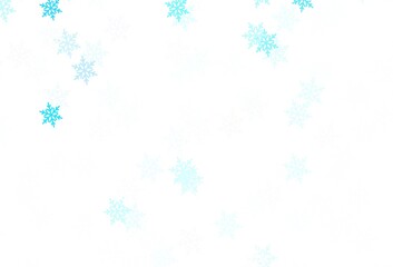 Light Blue, Green vector texture with colored snowflakes, stars.