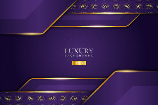 Luxury Background Purple Overlapped Layer with Elegant Glow Golden Effect and Glitter