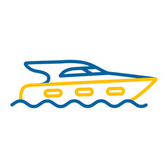 Cruising motor yacht flat vector icon
