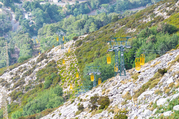 Cabin lift in Monte Capanne, Isola D'Elba. The best aerial view of this nice mediterranean island
