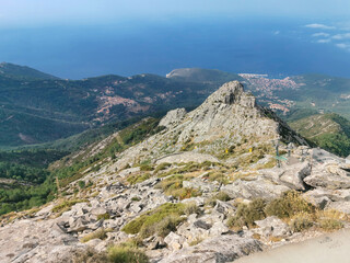 Mountains landscape in Elba Island in the mediterranean sea near Tuscany. We took the cable way up...