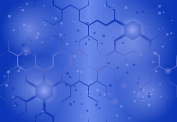 abstract pattern of hexagons and lines on a black blue background
